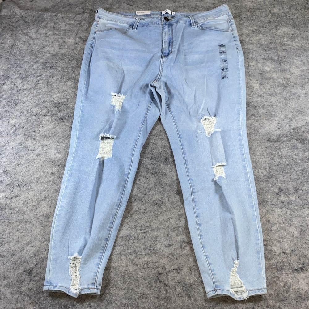 Rue 21 Jeans Women's 24 Light Wash Curvy High Rise Ultimate Stretch Distressed